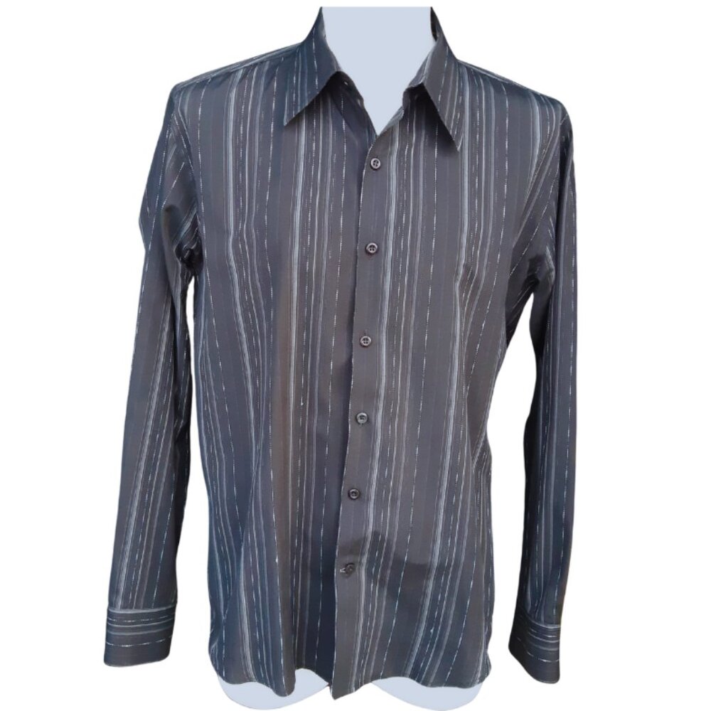⚡️BUY 3 for $55⚡️ MEXX SZ M Men's Black & White Striped Button Up Dress Shirt
